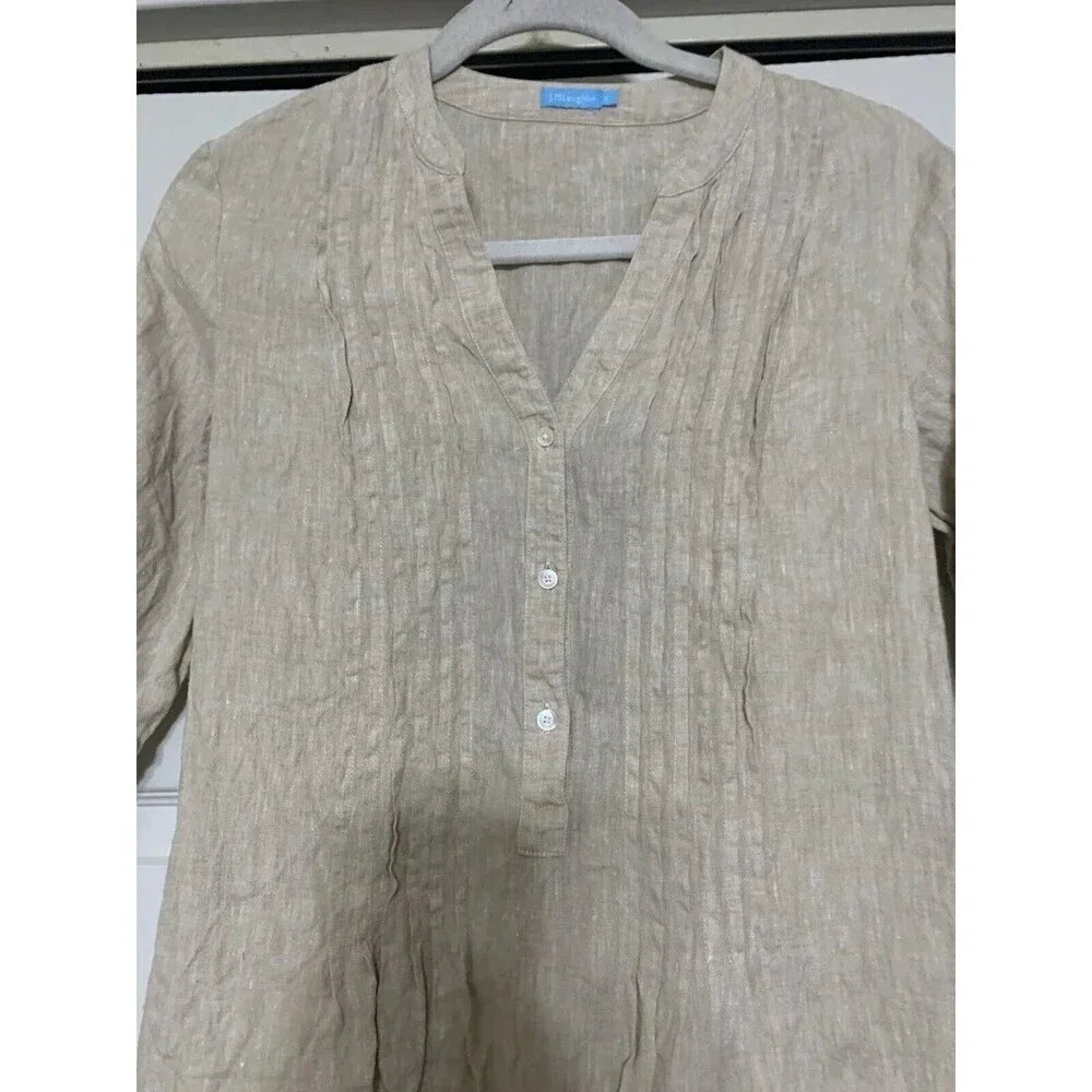 J. McLaughlin Natural Beige Linen Mini Dress - Picture 2 of 7